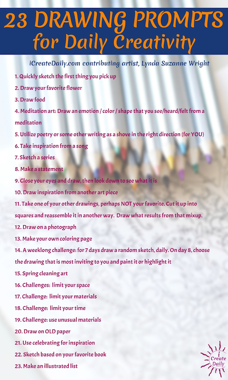 23 Drawing Prompts for Daily Creativity | iCreateDaily | Visual Arts